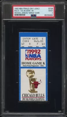 Michael Jordan Shrug Game 1992 Nba Finals Record 35pt 1st Half Ticket Stub Psa 2 • $499.99