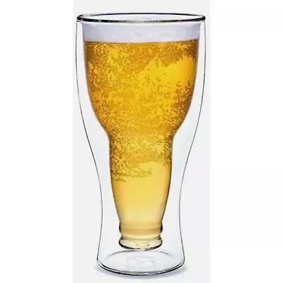 Set Of 2 Dragon Glassware Upside Down Beer Glass 13.5 Oz Double Wall Insulated • £4.29