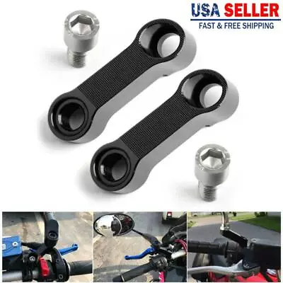 Pair ALU Motorcycle Mirror Extenders-Riser-Extension Black 10mm Fit For Honda • $15.89