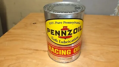 Vintage- Original 1960's Pennzoil Racing Oil 1qt. Composite Motor Oil Can - Full • $9.99