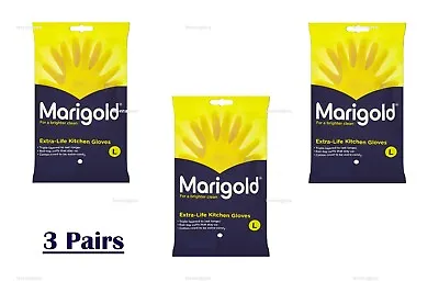 Marigold Extra Life Kitchen Layered Rubber Gloves Large Size - 3 Pairs • £8.69