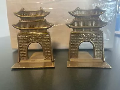 Vintage Brass Folding Bookends Asian Solid Brass Made Korea • $39.99