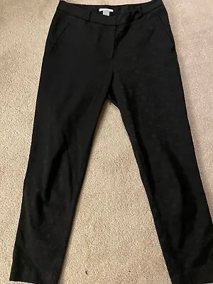 H&M Black Jacquard Trousers Size 12 W30 L27 • £0.99