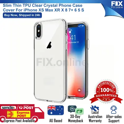 $4.99 • Buy Slim Thin TPU Clear Crystal Phone Case Cover For IPhone XS Max XR X 8 7+ 6 5 S