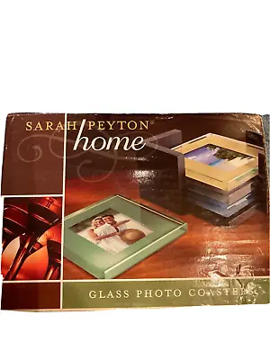 Drink Coasters Sarah Peyton Home 4 Solid Glass 2x3 Photo Picture  W Holder 1x229 • $16.99