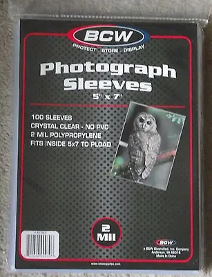£8.75 • Buy 100 BCW Photograph Postal History Sleeves 7  X 5  Postcards Photos Storage