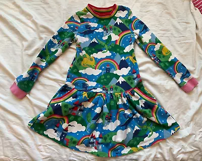 Mini Boden Girl's Fairytale Dragon Castle Pocket Print Sweatshirt Dress 8-9y • $15.50