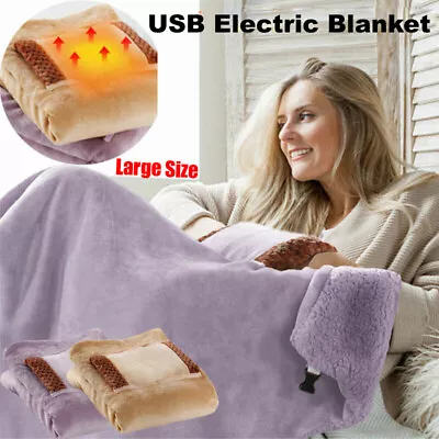 £8.99 • Buy Electric Heated Throw Over Blanket Fleece Washable USB Poncho Shawl Warm Winter