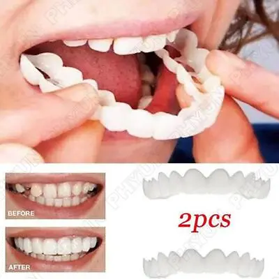 1 X Snap On False Teeth Lower Upper Dental Veneers Dentures Fake Tooth Cover Set • $8.60