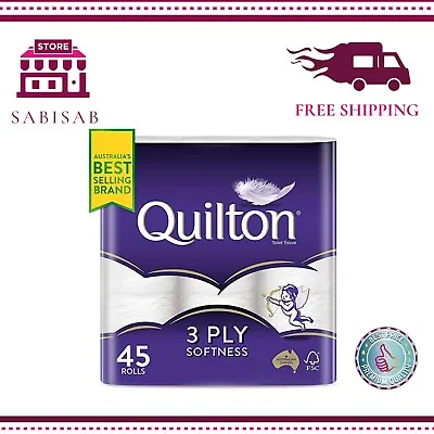 $29.52 • Buy Toilet Paper 45 Rolls Quilton 3 Ply White Soft Tissue Bulk