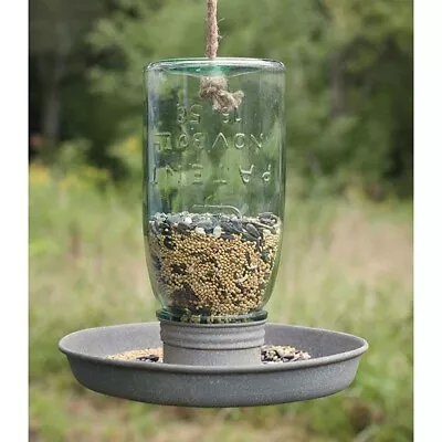 Vintage Antique Style Mason Jar Birdfeeder Metal Base By CTW New • $39.95