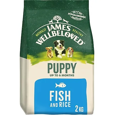 2kg James Wellbeloved Natural Puppy Complete Dry Dog Food Biscuits Fish & Rice • £10.99