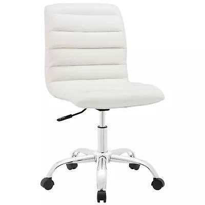 Ripple Armless Mid Back Vinyl Office Chair - White • $60.46