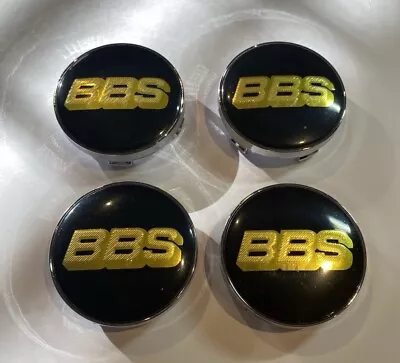 BBS Wheel Centre Caps Black & Gold Chrome Cap 60mm X4 Cap • $45