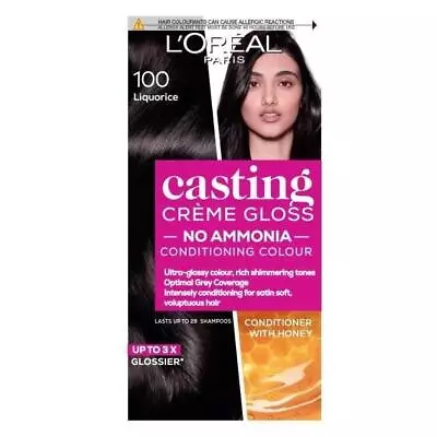 3 X L'Oreal Casting Creme Gloss Semi-Permanent Hair Colour 100 Liquorice • £32.10