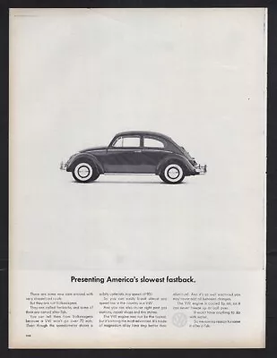 1964 VOLKSWAGEN VW BUG Print Ad  Presenting America's Slowest Fastback  • $11.95