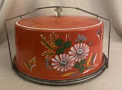 $41.64 • Buy Vintage Ransburg Orange Metal/Tin Dome Covered Cake/Pie Carrier With Glass Knob