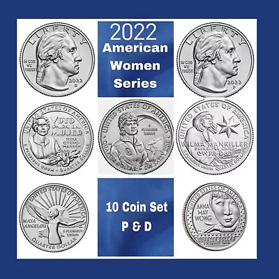 2022 P & D Women Series Quarters Full Set Of 10 Coins UNC From US Mint • $11