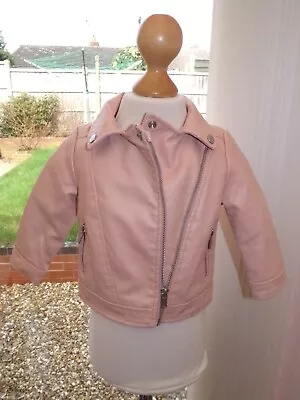 PRIMARK Girls Faux Pink Leather Jacket- 9-12 Months • £1.99