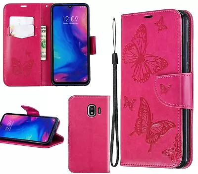 $6.95 • Buy Galaxy J2 Pro 2018 Sm J250 Wallet Case Embossed Pu Leather Twin Butterfly