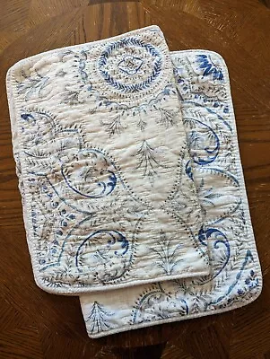2 Nicole Miller Home Quilted Shams Blue White Paisley Floral Pattern 21  X 27  • $12.95