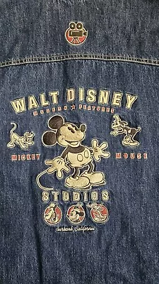 Walt Disney Studios Unisex Genuine Denim Button Cotton Jacket W/ Patches Size XL • $50