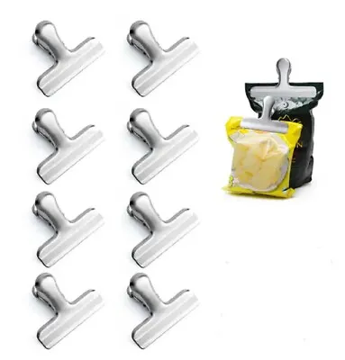 10 -Piece Stainless Steel Chip Clips 3  Wide - Food Bag Sealing Clips For Snacks • $11.99