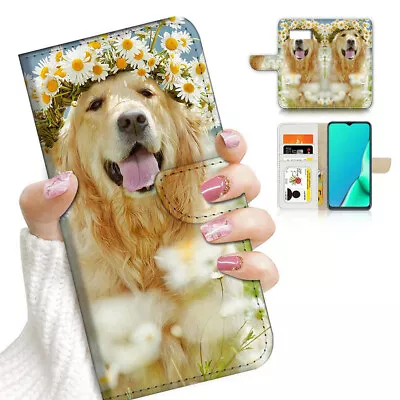 ( For Samsung S7 ) Wallet Flip Case Cover PB23275 Golden Flower Dog • $12.99