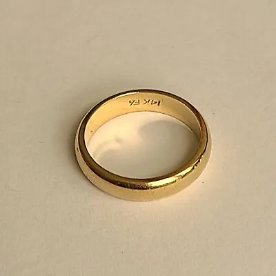 Vintage Fg Signed 14k Gold Wedding Band Ring Size 8 5.1 Grams 4.5 Mm Wide  • $800