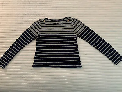 J Crew Woman's Painter Tee | Size Med | Gray & Black Long Sleeve Striped T Shirt • $7