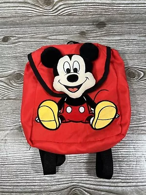 Mickey Mouse Plush 3D Head Red Toddler Kids Disney Junior Mini Backpack Bag   • $9