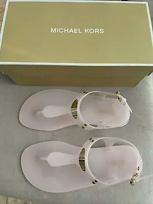 MICHAEL KORS MK PLATE JELLY Pink Slingback Thong Sandals Size 7 US NEW In Box • $39.99