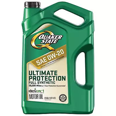 Quaker State Motor Oil Ultimate Protection Full Synthetic 0W-20 Motor Oil 5Quart • $26.31