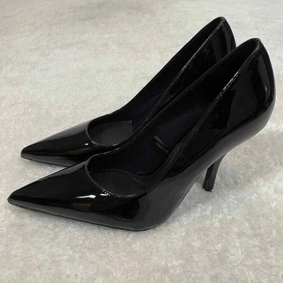 $28 • Buy Zara Black Patent Leather Pumps Pointed Toe Stiletto Heels 38 7.5