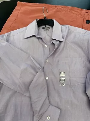 New Van Heusen Men's Wrinkle Free Fitted Grey Dress Shirt 16x34-35 Tapered Waist • $6