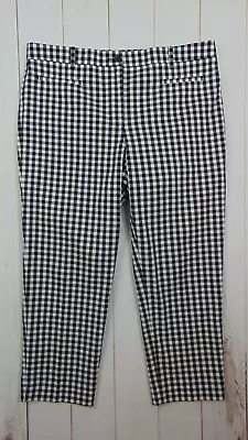 Ann Taylor Black / White Check Pants Size 14 Pockets Cotton Spandex Women's • £11.95