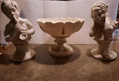 Vintage 1971 J Kendrick Universal Statuary Corp Statues 9.5  AND 1970 Fruit Bowl • $30