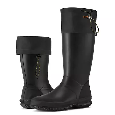 HISEA Men Tall Rubber Rain Boots W/Gaiter Collar Waterproof Comfort Hunting Boot • $56.99