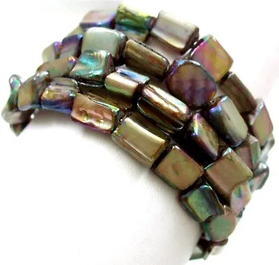 Abalone Beaded Stretch Coil Wrap Bracelet (Lots Of Stretch) • $14.99