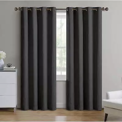 Woven Textured Grommet Blackout Curtain Panel Black 50  X 84  • $28.49