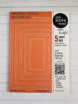 MEMORY BOX 30094 WRAPPED STITCH Rectangles CRAFT Dies Set - RETIRED HTF • $16.99