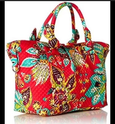 Vera Bradley Hadley East West Rumba Red Floral Purse Tote Shoulder Bag • $22