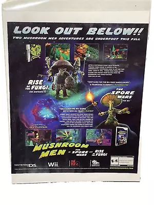 Mushroom Men In The Spore Wars Nintendo DS & Wii Promo 2008 Full Page Print Ad • $14.04