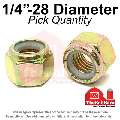 1/4 -28 Grade 8 Nylon Insert Hex Lock Nut Zinc Yellow FINE Nylok (Pick Quantity) • $9.41
