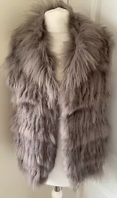 Fur Gilet Vest Marmot Rabbit Sz 12 14 Taupe Beige Festival Summer Lapin Open • £34.99