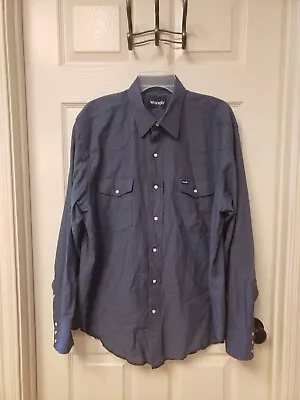 Wrangler Men's Western Work Shirt Blue W/Pearl Button Snaps Size XL Long-sleeve • $10