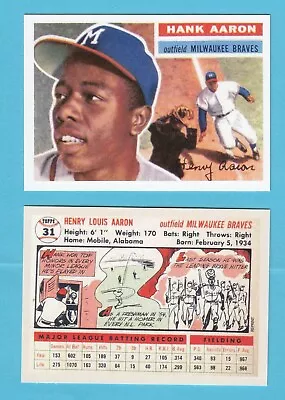 1956 Baseball Collector Card # 31 Hank Aaron -- Milwaukee Braves • $6.95