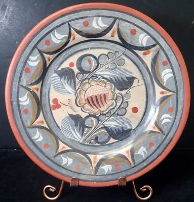 Antique MEXICAN POTTERY Hand Painted FOLK ART PLATE PLATTER TRAY Flower Motif • $34.76