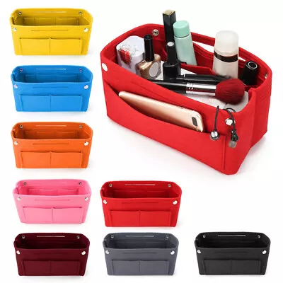 Travel Cosmetic Organiser Handbag Felt Bag Tote Insert Liner Purse Storage Pouch • £5.82