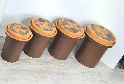 Mushroom Kitchen Canister Set Of 4 Vintage 1980s Rubbermaid Plastic Brown Retro • $39.99